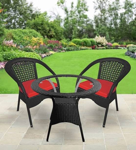 ZENTOX Outdoor 3 Piece All Weather Wicker Patio Rattan Chair and Table Bistro Set Metal Outdoor Chair