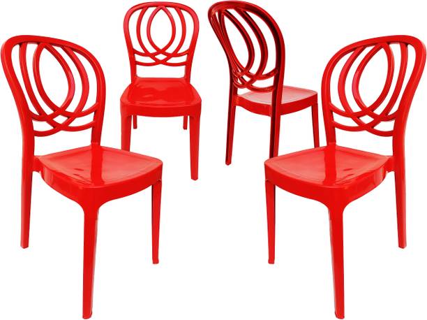 RW REST WELL Oak Modern Stackable Armless Chair (100% VIRGIN PLASTIC, ISO CERTIFIED COMPANY) Plastic Outdoor Chair