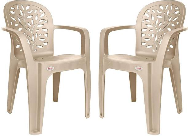 Binani Supreme Craft Designer Plastic Chair|Stackable Chair with Armrest|Chairs| Plastic Outdoor Chair