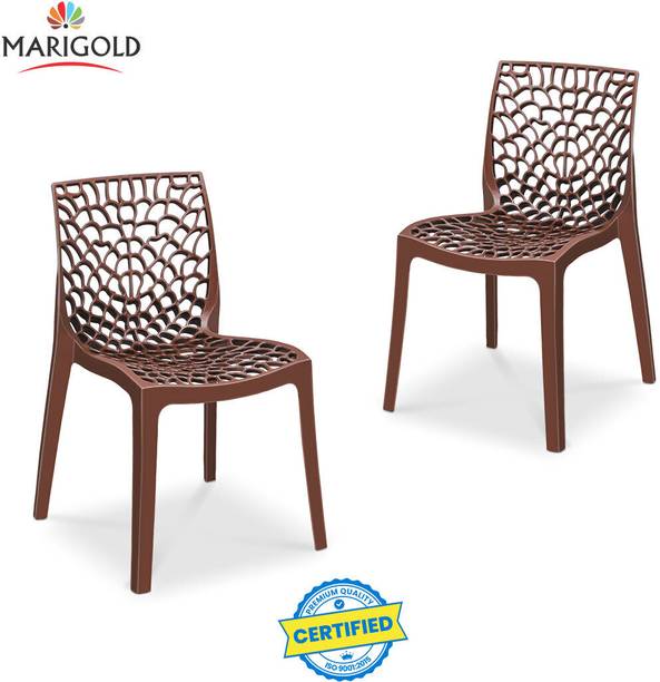 Marigold Wave Stylish Heavy Duty | Stackable | Armless | for Garden and cafeteria Plastic Cafeteria Chair
