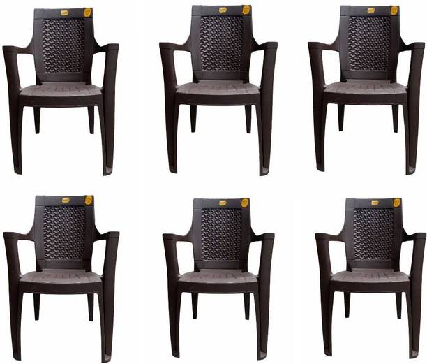 Anmol FEROZ 8003 SET OF 6 BROWN FULLY COMFORT Plastic Outdoor Chair