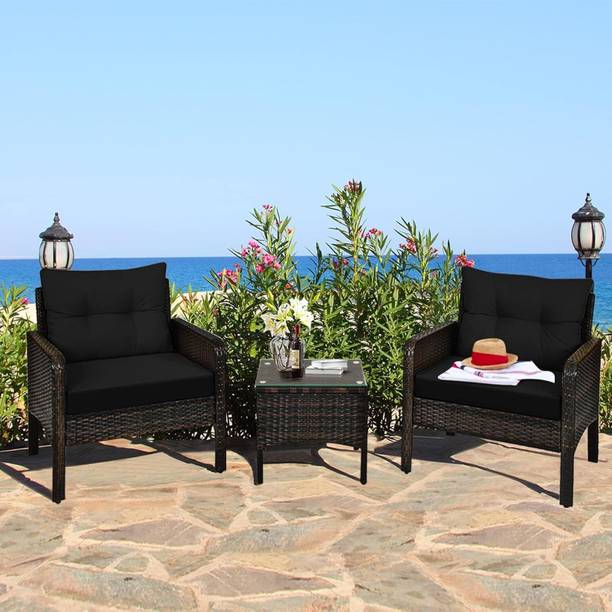 Kimber Street Outdoor Rattan Patio Coffee Chairs with Table Set (2+1) Garden,Balcony,Terrace Metal Outdoor Chair