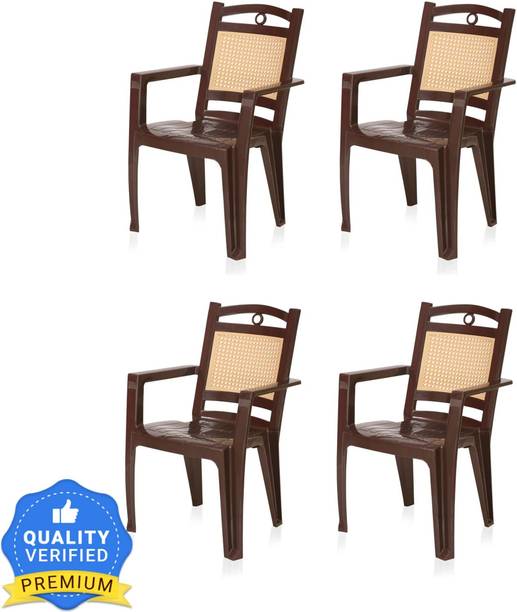Nilkamal Mid Back Chair with Arm CHR2197|Stackable For Living, Bed Room, Kitchen, Office Plastic Outdoor Chair