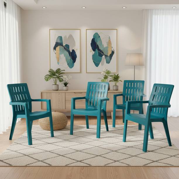 TrendyLivings Kelvin Plastic Arm Chair for Home Garden, Balcony & Office Plastic Outdoor Chair