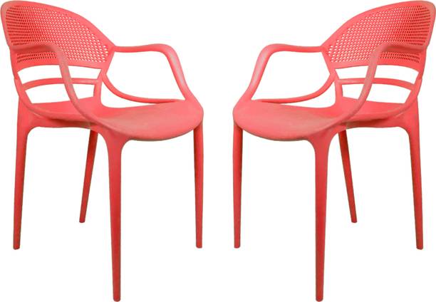 Diya Sunset Web Plastic Chair with Handle for Dining Room, Cafe and Restaurents Plastic Outdoor Chair