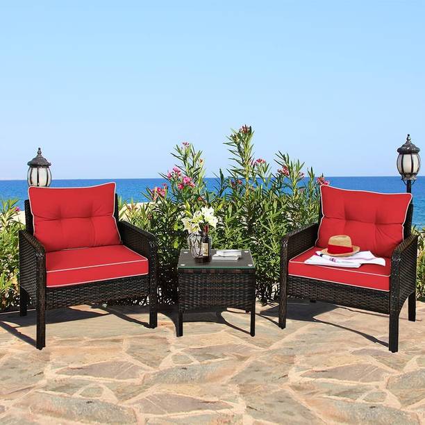 Kimber Street Outdoor Rattan Patio Coffee Chairs with Table Set (2+1) Garden,Balcony,Terrace Metal Outdoor Chair