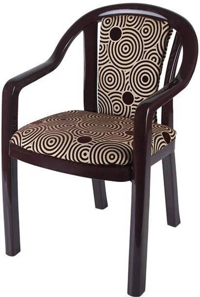 Supreme Ornate Plastic Chair With Cushioned Seat & Backrest|Sturdy Armchair For Balcony| Plastic Outdoor Chair