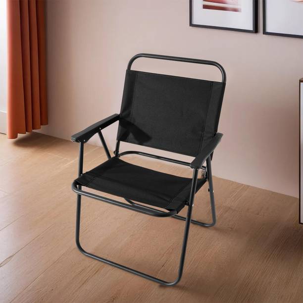KUBER INDUSTRIES Small Portable & Foldable Chair for Travelling | Black Metal Outdoor Chair
