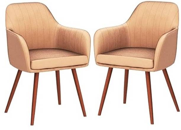 Toxigo Velvet Dining Chairs, Cushion Chair for outdoor chair, pck of 2- light brown Solid Wood Outdoor Chair