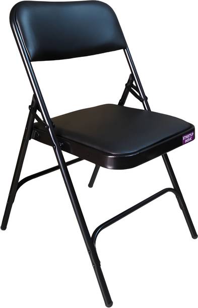 streetup india Folding Chair With Cushion Leather Seat Metal Outdoor Chair