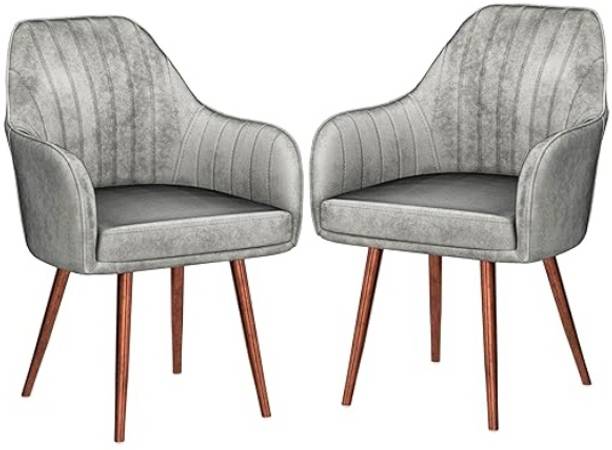 Toxigo Velvet Dining Chairs, Cushion Seat Chair for outdoor chair, pack of 2- grey Solid Wood Outdoor Chair