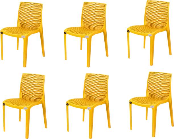 Petals Web Stylish Heavy Duty | Stackable | Armless | for Garden and cafeteria Plastic Outdoor Chair