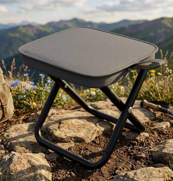 shivastride enterprise Folding Camping Stool, Portable Outdoor Seating, Black,Folding Camping Stool Metal Outdoor Chair