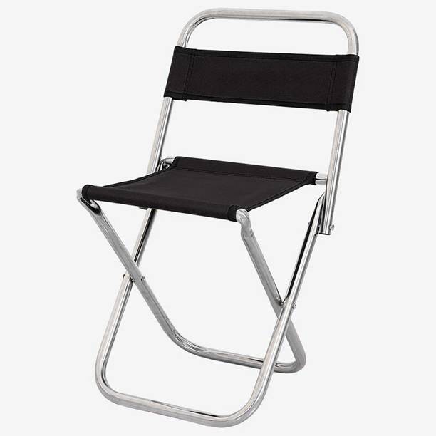 BIGFALCON Premium Folding Camping Outdoor Portable Chair with Backrest (Black Without Bag) Metal Outdoor Chair