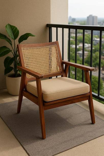 Dynamic solutionn CaneCraft Wooden Armchair 27x23x18 CM Solid Wood Outdoor Chair