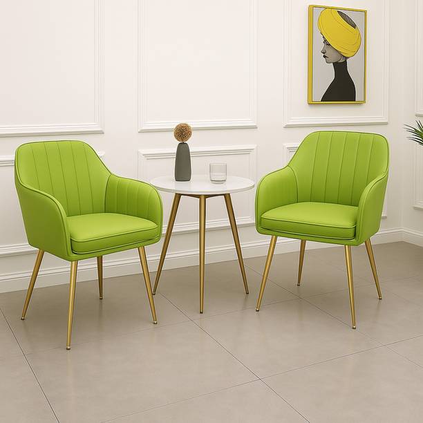 BHAGYA Dining Chair Set With White Table for Living Room Bedroom Restaurant Fabric Outdoor Chair