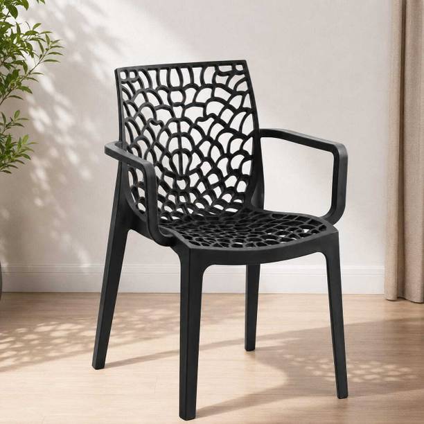 Glory Web Plastic Chair |Arm Chair for Dining Room Set, Home, Cafe & Outdoor Use Plastic Cafeteria Chair
