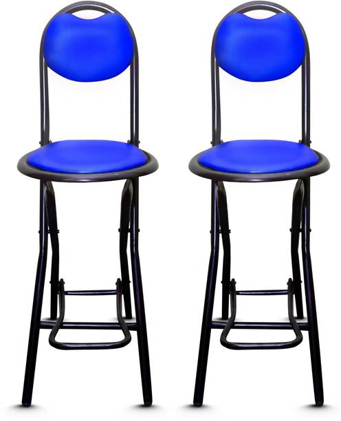 IYB (24 inch)Seating Height Heavy Duty Folding Chair with Foot Rest & (Blue)SetOf -2 Metal Cafeteria Chair
