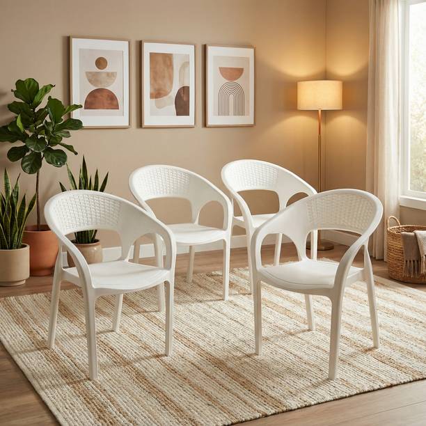 TrendyLivings Conwood Plastic Chair with Armrest | Strong & Durable | Comfortable Seating | Plastic Outdoor Chair