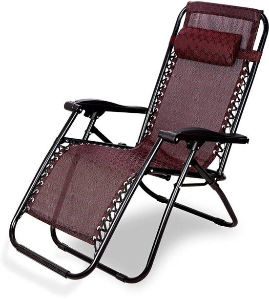 SHOPIVAAN Zero Gravity Foldable Recliner Camping Chair Solid Wood Adjustable Fabric Outdoor Chair