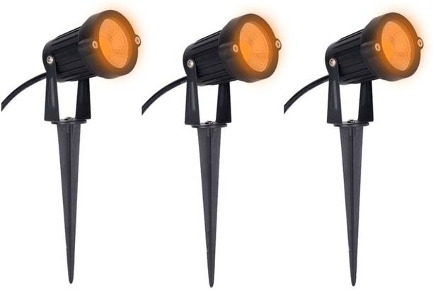 OLIPS LED Spot Light, Spike Garden Light, Focus Light for Home Garden (5 Watt) Fire Amber Orange Light for Indoor/Outdoor Use (PACK OF 3) Post Light Outdoor Lamp