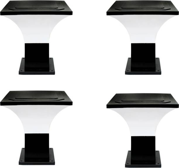 MSJS Main Gate Light Pillar in Home & Kitchen with Black Metal PVC Outdoor, Garden, Fancy Modern Design (Pair of 4) (Bulb NOT Included) Gate Light Outdoor Lamp