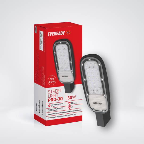 EVEREADY LED Streetlight Pro 30W | IP66 waterproof Street Light | High Surge Protection | Aluminium Body| 2 Year warranty | Flood Light Outdoor Lamp
