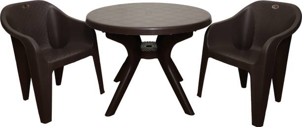 HOMIBOSS Plastic dining set for dinner, lunch, chair set for office & work, indoor outdor Plastic 2 Seater Dining Set