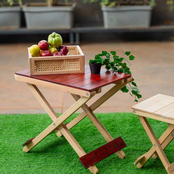 WOODTRENDZ Compact Companion Foldable Table Solid Wood Outdoor Table
