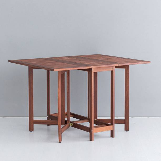 spacepanda Gateleg Folding Table in Full Red Meranti Wood for Indoor or Outdoor Garden use Solid Wood Outdoor Table