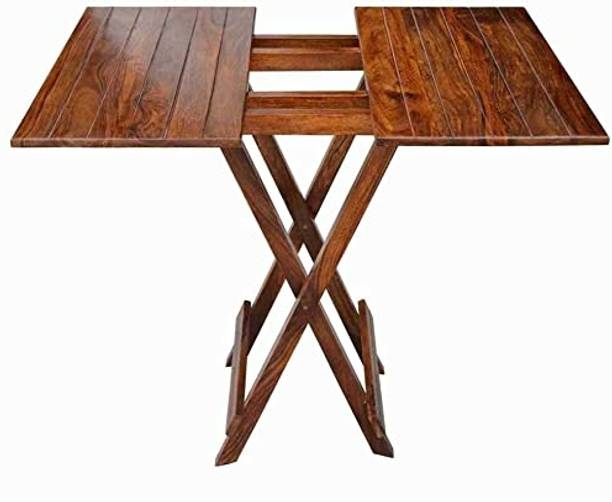 WhiteBeard Sheesham Wood Folding medium Dining Table for home Living Room Solid Wood Outdoor Table
