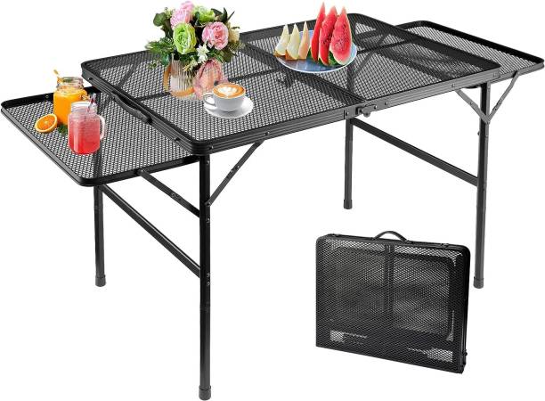 Mungat 4.5ft Large Camping Table with 2 Wing Panel, Folding Picnic Table with Carry bag Metal Outdoor Table