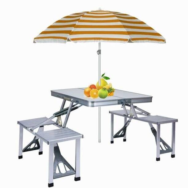 TAITHI SALES Aluminium Portable Folding Picnic Camp Suitcase Table for Hiking Solid Wood Outdoor Table