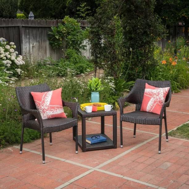Mymigos Outdoor 2 Chair and One Table Set For Garden,Poolside | Metal Outdoor Table