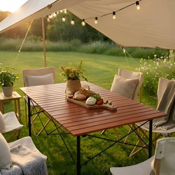 KRAPTICK Compact & Durable Folding Table for Camping Solid Wood Outdoor Table