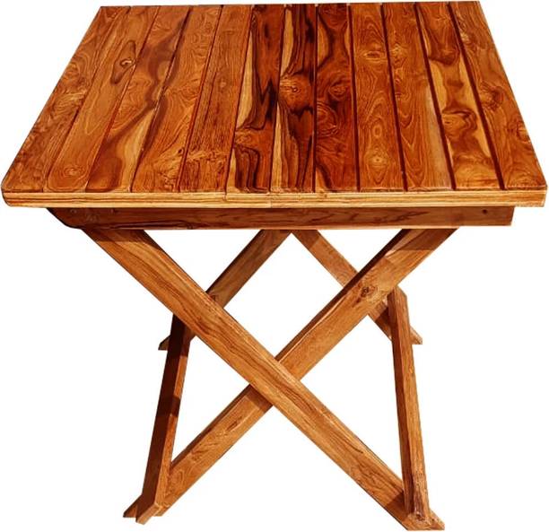 Harvin Chairs Folding Coffee Table Teak Wood X Frame Base Teak Finish Solid Wood Outdoor Table