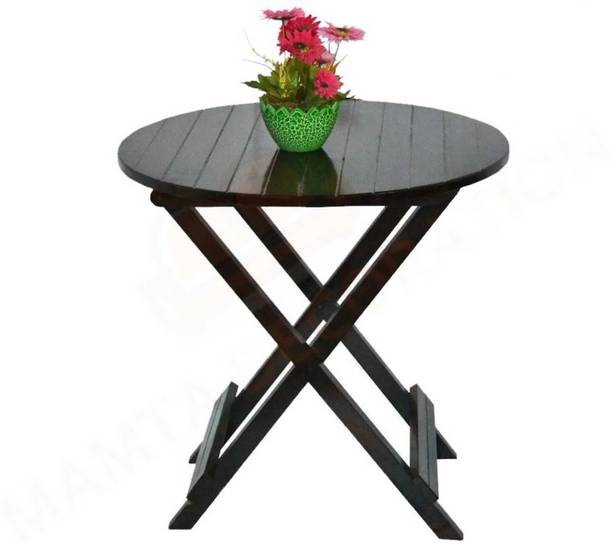 FLIPWOOD Wooden Patio Coffee Table for Living Room, Round Folding Tea Table for Home Solid Wood Outdoor Table