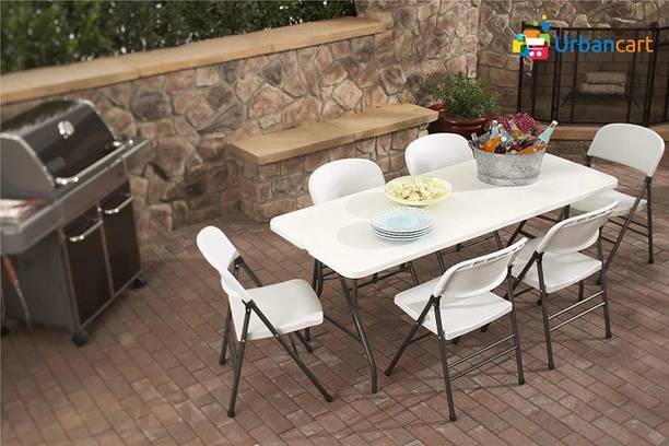 Livzing 6 Ft Plastic Folding Table with Metal Frame Plastic Outdoor Table