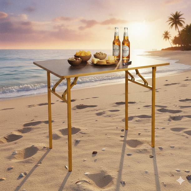 WIFTY Multi-Purpose Foldable & Portable Wooden Laptop Table with Metallic Golden Leg Solid Wood 4 Seater Dining Table