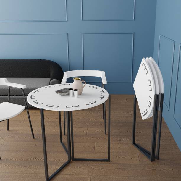 COGO Round Folding Table | 31.5 inch Diameter | 3 seater | Metal Frame Engineered Wood Outdoor Table