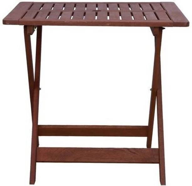 spacepanda Garry Folding Table in Full Red Meranti Wood for Indoor, Lawn (75 x 75 Cm) Solid Wood Outdoor Table