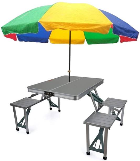 TAITHI SALES Picnic Table Heavy Duty Outdoor Aluminium Portable Folding Camp Suitcase Solid Wood Outdoor Table