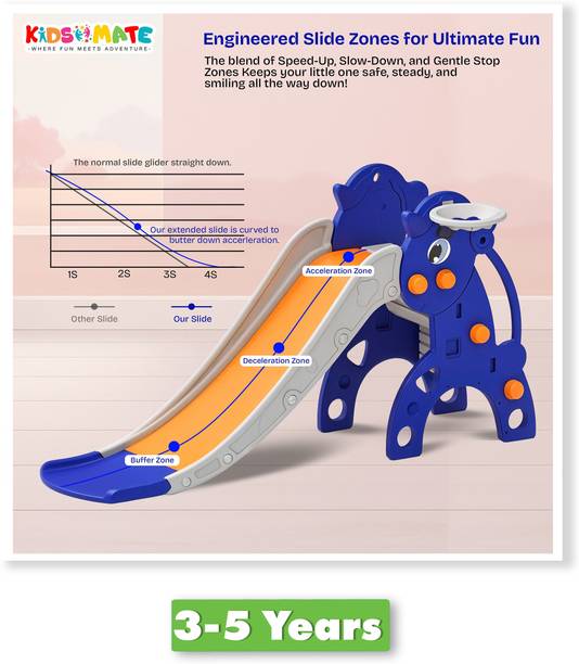 Kidsmate Small Slide for Kids with Basketball Hoop | Baby Slides | Safe & Fun Slider Toy