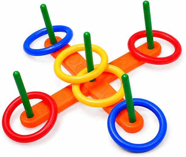 BEBRIGHT Ring Toss Game for Kids with 6 Rings & 5 Pegs