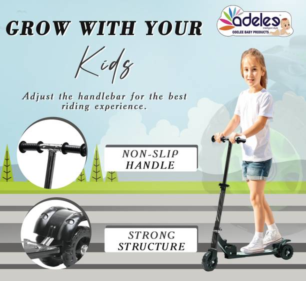 ODELEE 3 Wheel Skates Kick Scooter for Boys and Girls with Rear Break Kids Scooter