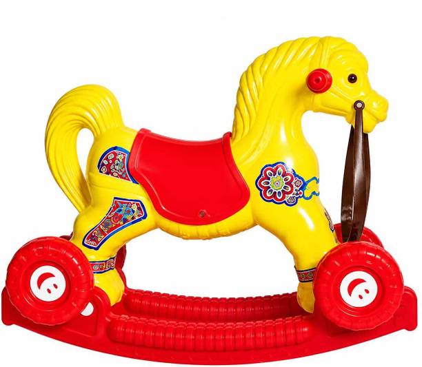 playway Toddler Rocking Horse Ride-On Toy with Wheels – Red & Yellow Kids Riding Toy