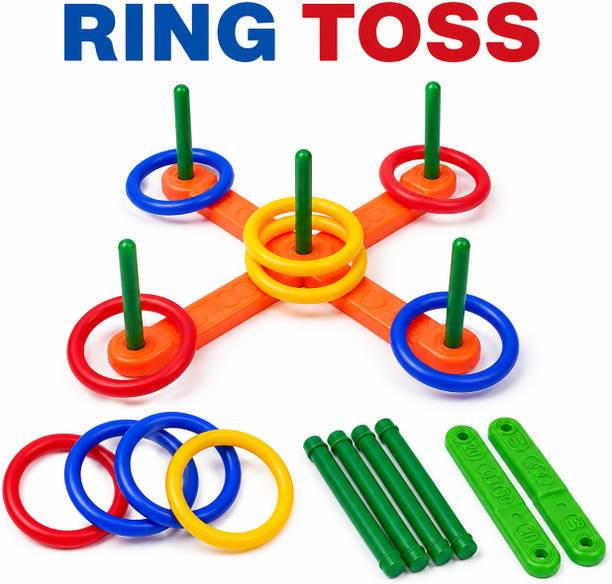 BEBRIGHT Ring Toss Game (5-Sticks 2-Stick Holders 6-Rings)