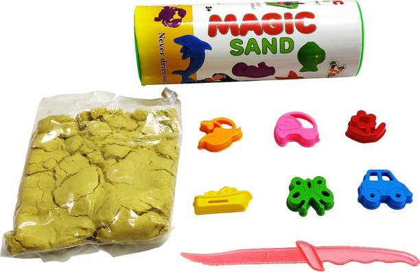 Gift Collection Creative Sand for Kids - Kinetic Sand Kit for Kids | Soft Sand Clay Toys with 6 plastic Mould and knife– Approx 400 gm