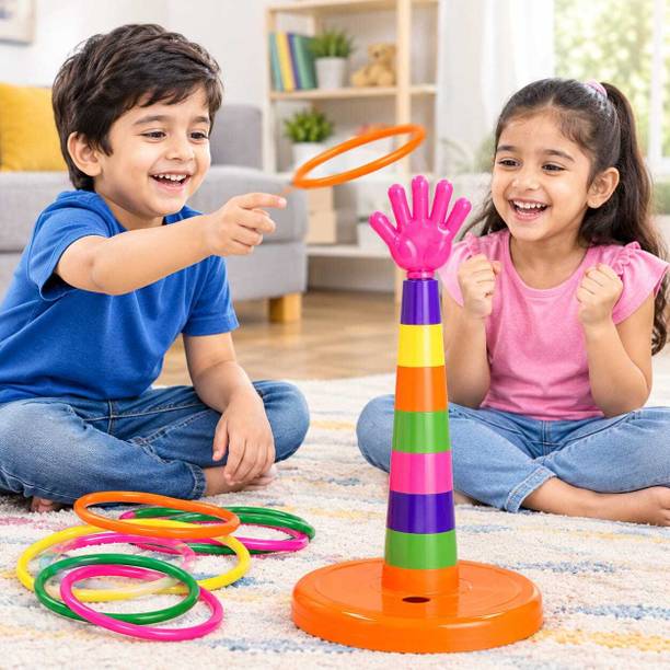 JoyLoot Mini Quoits Ring Toss Game Set for Kids – Colorful Plastic Ring Toss
