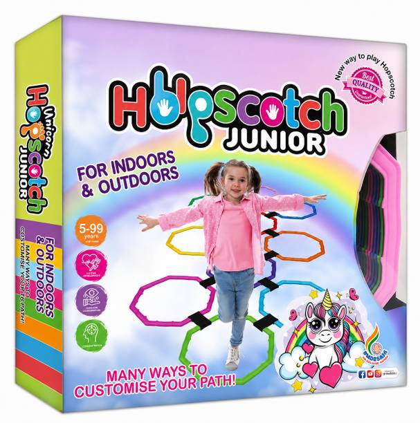 URBANNEST Unicorn Hopscotch Junior Ring Game with Connectors & Spinner
